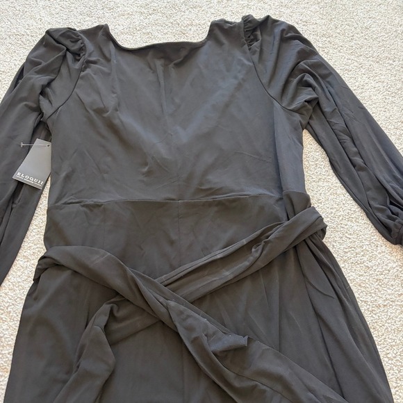 Eloquii Faux Wrap Maxi Dress Womens 18 Black V Neck NWT Formal Elegant - Picture 11 of 13